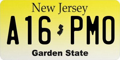 NJ license plate A16PMO
