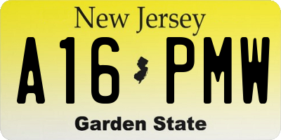 NJ license plate A16PMW