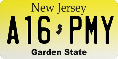 NJ license plate A16PMY