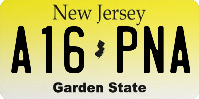 NJ license plate A16PNA
