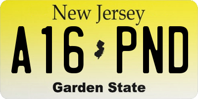 NJ license plate A16PND