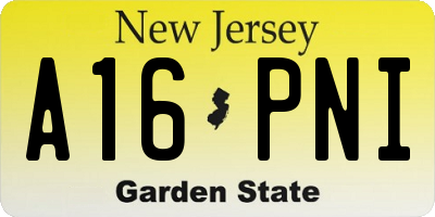 NJ license plate A16PNI