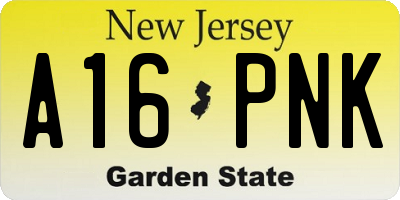NJ license plate A16PNK