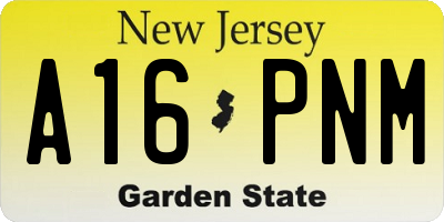 NJ license plate A16PNM