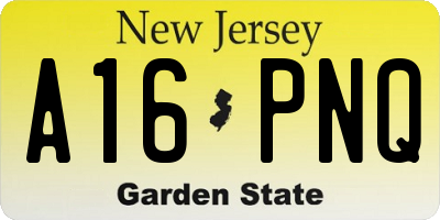 NJ license plate A16PNQ