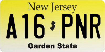 NJ license plate A16PNR