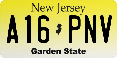 NJ license plate A16PNV