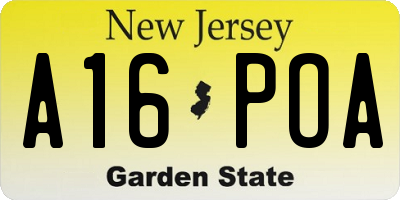 NJ license plate A16POA