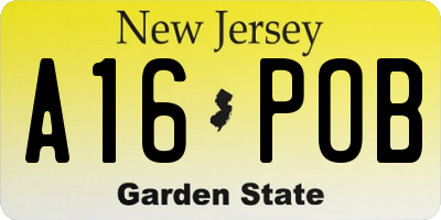 NJ license plate A16POB