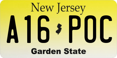 NJ license plate A16POC