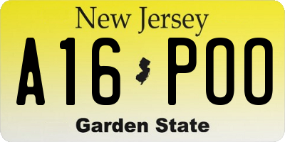 NJ license plate A16POO