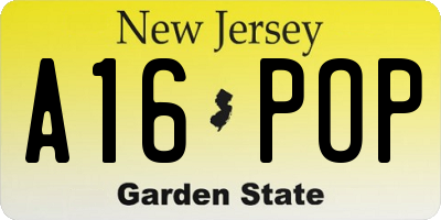 NJ license plate A16POP
