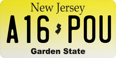 NJ license plate A16POU