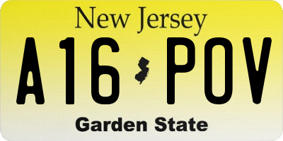 NJ license plate A16POV