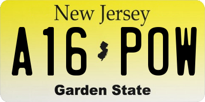 NJ license plate A16POW