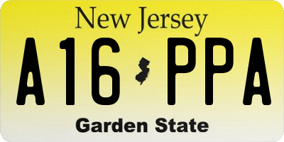 NJ license plate A16PPA