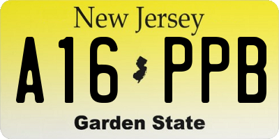 NJ license plate A16PPB