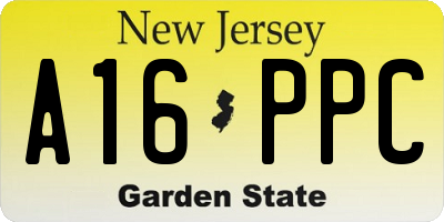 NJ license plate A16PPC