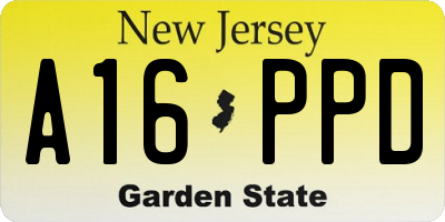 NJ license plate A16PPD
