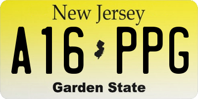 NJ license plate A16PPG