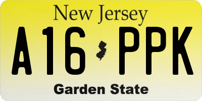 NJ license plate A16PPK