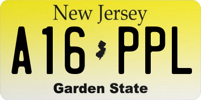 NJ license plate A16PPL