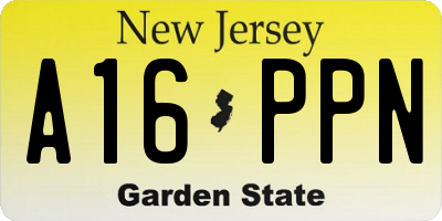 NJ license plate A16PPN