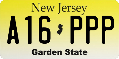 NJ license plate A16PPP