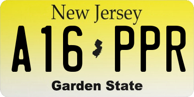 NJ license plate A16PPR