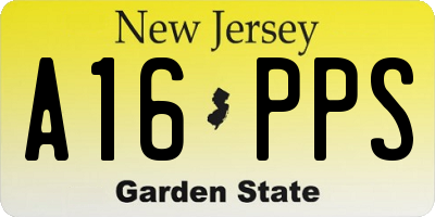 NJ license plate A16PPS