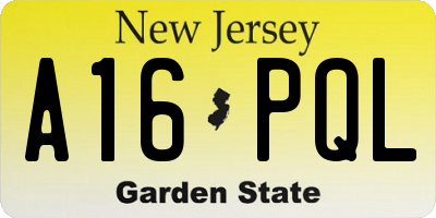 NJ license plate A16PQL