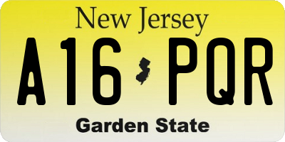 NJ license plate A16PQR