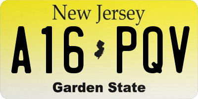 NJ license plate A16PQV