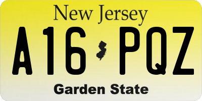 NJ license plate A16PQZ