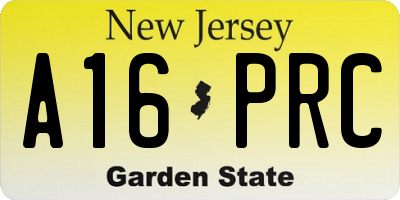 NJ license plate A16PRC