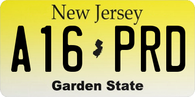 NJ license plate A16PRD