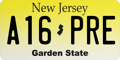 NJ license plate A16PRE
