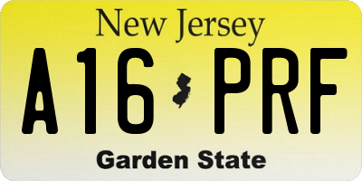NJ license plate A16PRF