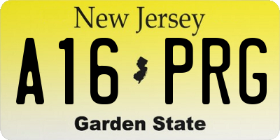 NJ license plate A16PRG