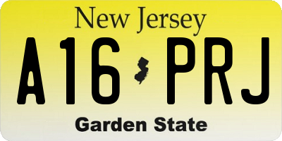 NJ license plate A16PRJ