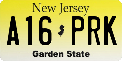 NJ license plate A16PRK