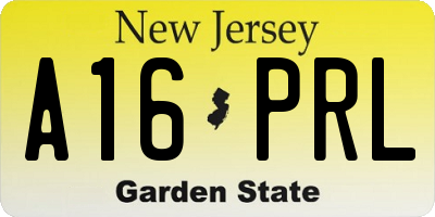 NJ license plate A16PRL