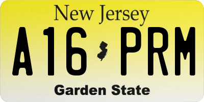 NJ license plate A16PRM