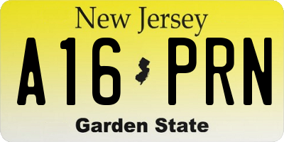 NJ license plate A16PRN