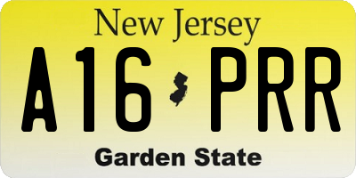NJ license plate A16PRR