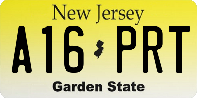 NJ license plate A16PRT