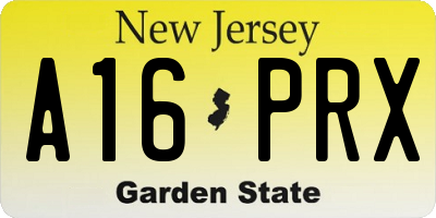 NJ license plate A16PRX