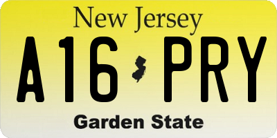 NJ license plate A16PRY
