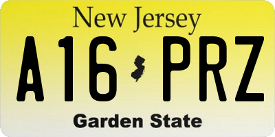 NJ license plate A16PRZ