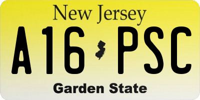 NJ license plate A16PSC